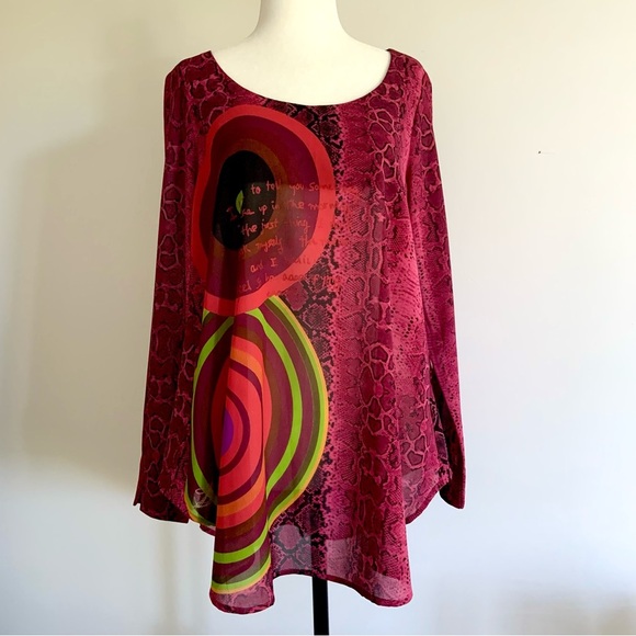 Desigual vibrant snakeskin sheer tunic - Picture 5 of 9